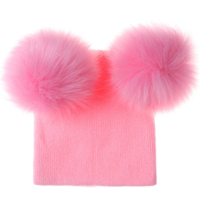 Double Pom Pom Beanie Hat For Kids